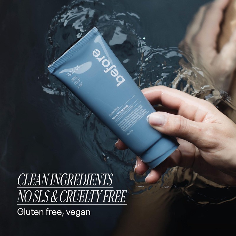 Before Toothpaste, SuperMint, Clean Natural Ingredients, Balanced Foaming, Low Abrasion,