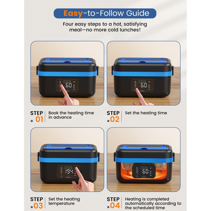 Luckit Cordless Electric Lunch Box for Adults, 16000mAh Battery-Powered Heated