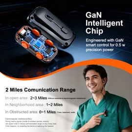 3 Pack Mini Walkie Talkies, Waterproof Small Walkie Talkies Two Way Radio with Earpieces for Outdoor, Restaurants, Hiking, Baseball, Hospital, Tourism, Adults