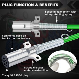 CheeMuii 15 Ft Coiled Air Brake Hoses & ABS Electrical Power Wire Assembly Kit 3 in 1 Semi Truck Air Lines Kit Coiled 7 Way Trailer Cord and Air Brake Hoses for Semi Trucks Trailers Tractors