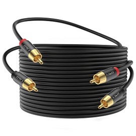 J&D 2 RCA M/M Stereo Audio Cable, 30 FT RCA Audio Cable Gold-Plated Copper Shell 2RCA Male to 2RCA Male Stereo Audio Cord for Home Theater, HDTV, Amplifiers, Hi-Fi Systems, Speakers, 9 Meter