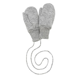 Disana Walk gloves, 100% organic merino wool GOTS, IVN Best | connected with knitted cord | baby toddler child unisex | made in Germany, gray