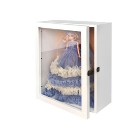 14x18 inch Super Deep Girl Doll Shadow Box, Extra Large Shadow Box, Doll Costume Display Box, Costume Designer Small Model Display Stand Box, Toys & Accessories Display Box (White)