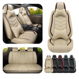 Car Seat Covers for Honda Accord 2000-2024, Premium Nappa Leather Car Seat Cover, Stylish Sport Seat Covers， Automobile Seat Cover Sets.(Luxury 5 Seats/Beige)