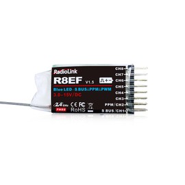 Radiolink R8EF Receiver 2.4GHz RC 8 Channel SBUS/PPM/PWM Receiver, Voltage Telemetry, 2000M Long Distance Control, For RC Airplane/Robot, Compatible with Radiolink T16D/T12D/RC8X/RC4GS V3/RC6GS