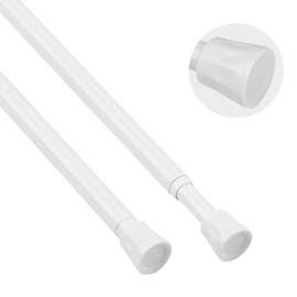 TYRON Tension Curtain Rod Small Adjustable 11 to 17 Inch, Spring Expandable Pressure Loaded Tension Rods, Window Curtain Rod for Kitchen, Closet, RV, Bathroom (White, 2 Pack)