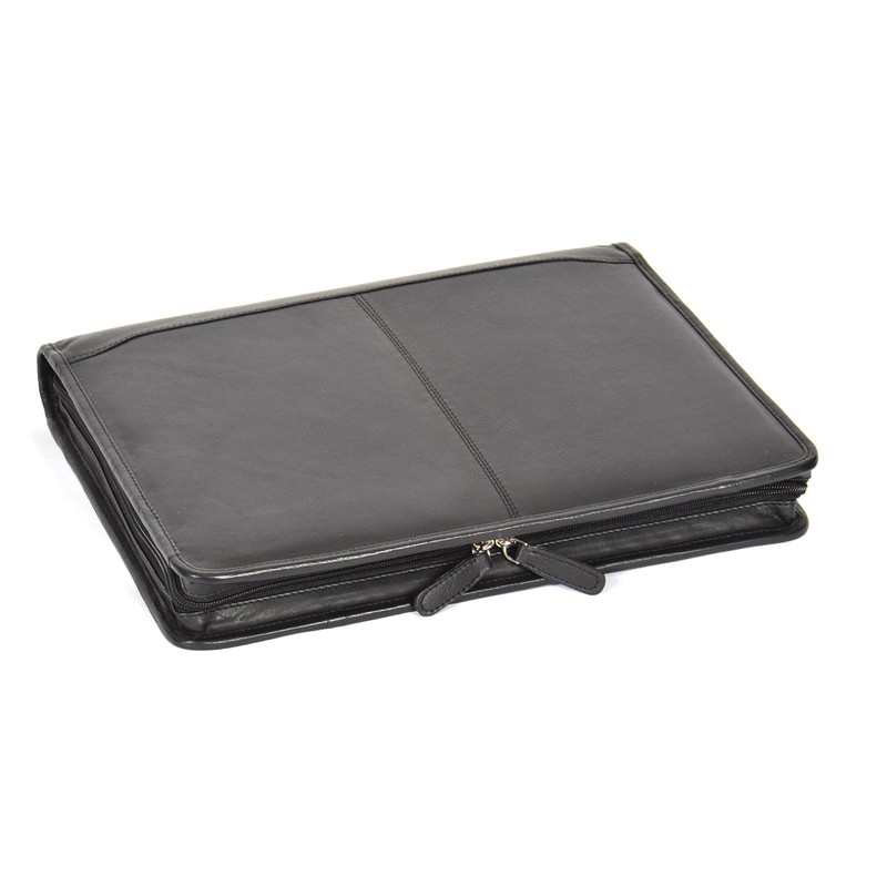 Luxury Real Leather Zip Around Folder File Detachable Metal Ring