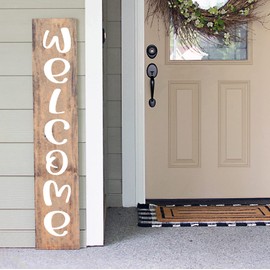 Welcome Vertical Vinyl Decal V4 - Family Home Porch - Die Cut Sticker