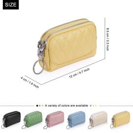 XEYOU Small Coin Purse Pouch Wallet Genuine Leather Change Coin Purse Holder for Women with Keychain Ring