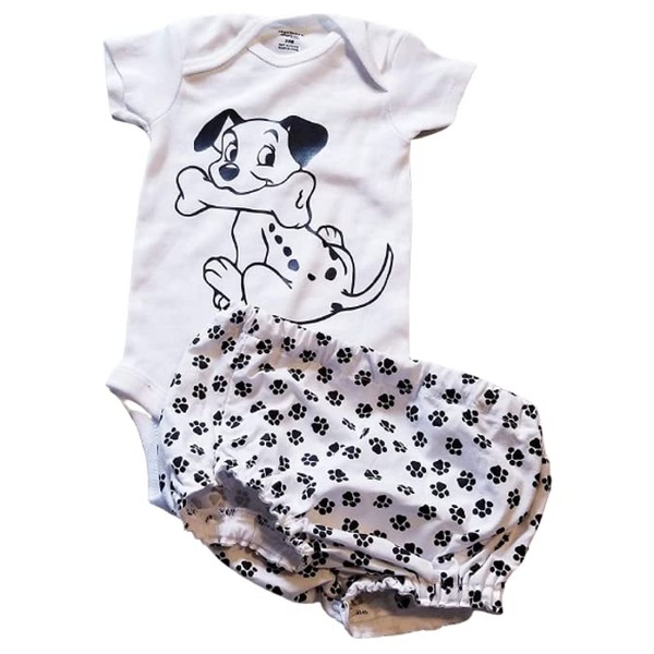 Paw Print Diaper Cover & Dalmatian Puppy Dog Onesie 12