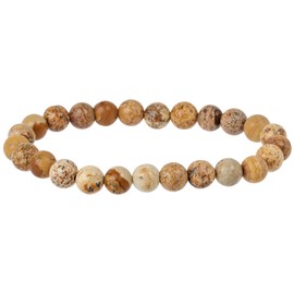 Eledoro Genuine Gemstone Beads, Chakra Bracelet, PowerBead, Stretch Bead Bracelet, 8 mm, 17 centimeters, Gemstone, Landscape Jasper