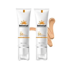 2 x Moisturising Tinted Sun Cream SPF50+ PA+++ 50 ml - Light Texture Sun Protection for Sensitive Skin | With Hyaluron, Collagen & Vitamin E | Waterproof & UV Protection without White Residue