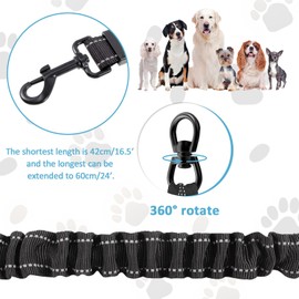 Kaket Double Dog Lead, Double Ended Lead for Dogs, No Tangle Dog Leash Coupler for Walking, 360° Rotation Reflective Adjustable,for 2 Small, Medium, Large dog (Black)