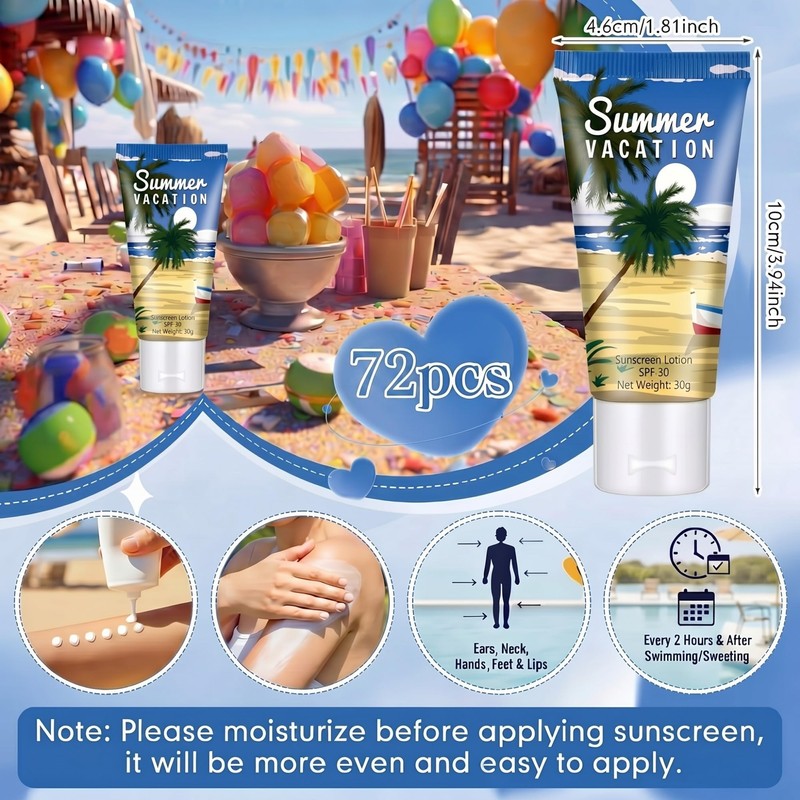 72 Pcs Travel Size Mini Sunscreen Bulk,Summer Vacation