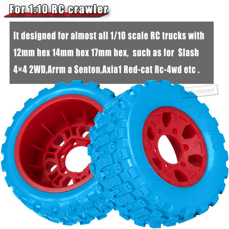 RCarmumb RC 1/10 Short Course Tires with 12MM 14MM 17MM