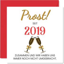 Stuff4 6th Wedding Anniversary Card Love - Cheers Since 2019-6 Anniversary Card Wedding Anniversary Gifts for My Husband My Wife 145mm Funny Greeting Cards