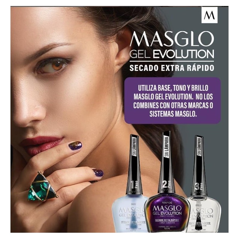 Masglo Esmalte de Uñas Gel Evolution Secado Extra Rápido 13,5mL,