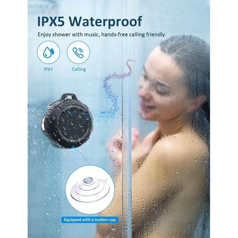 Outdoor Waterproof Bluetooth Speaker,Wireless Portable Mini Shower Travel Speaker with