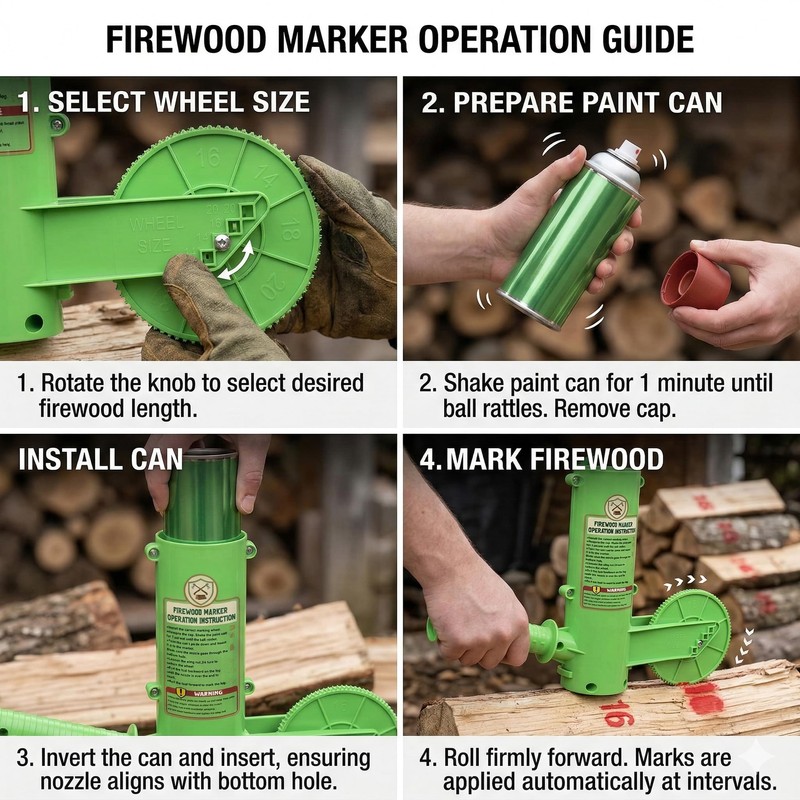 Feroca Firewood Marker Tool - Automatic Paint Marking Device with