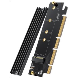 UGREEN NVMe PCIe Adapter, M.2 SSD M Key and M+B Key to PCIe 4.0 Adapter X4 X8 X16 Slot Card with Heat Sink, Up to 64Gbps Max, Size for NVMe M.2 SSD 2230 2242 2260 2280