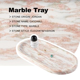 Koville Norway Natural Marble Tray, 12"x6" Vanity Decorative Tray for Countertop Organizer, Catchall for Perfume, Candles, Jewelry Dish