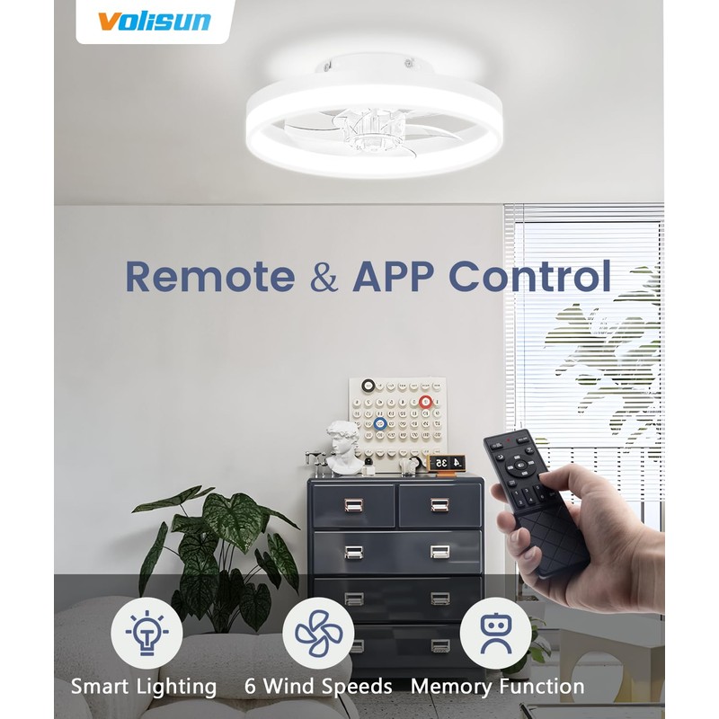 VOLISUN 13 inch Small Ceiling Fans with Lights and Remote,