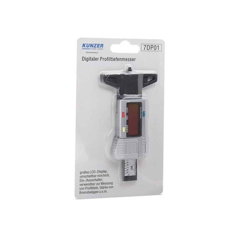 KUNZER 7DP01 Digitaler Profiltiefenmesser - großes LCD-Display - umschaltbar mm/inch