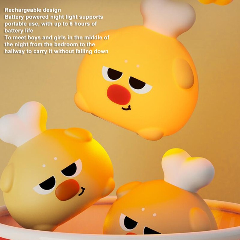 Silicone Night Light Cute Chicken Drumstick Shape USB Rechargeable Brightness