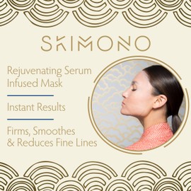 Skimono Anti-Ageing Collagen Face Mask (4 Pack) - Bio-Cellulose Sheet Masks with Collagen, Oat & Grapeseed, Hydrating & Firming Korean Face Mask for Fine Lines, Wrinkles & Radiant Skin