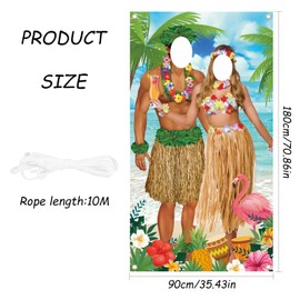 TOPJOWGA Party Decoration Hawaii, 180 x 90 cm Luau Couple Photo Support Photo Background, Luau Photo Stand Background, Luau Couple Photo Support Banner, Hawaii Summer Beach Theme Decoration