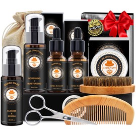 XIKEZAN Beard Kit for Men Grooming & Care w/Beard Conditioner, Wash, Oil, Balm, Brush, Comb,Birthday Fathers Valentines Gifts for Men Him Dad Husband Boyfriend Christmas Gifts Mens Stocking Stuffers