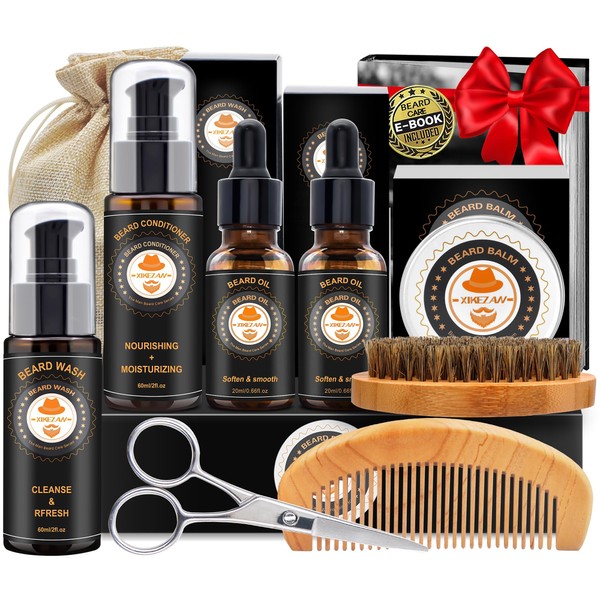 XIKEZAN Beard Kit for Men Grooming & Care w/Beard Conditioner,
