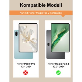 FOGARI Tastatur Hülle für Honor Magic Pad 2 Tablet 12,3 Zoll, Multi Touch Trackpad, 7 Farben Beleuchtung Tastatur mit Magnetisch Abnehmbarerfür für Magic Pad 2 12,3 Zoll, Deutscher QWERTZ, Schwarz