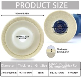 VZLQZJMKY 10 Pack Wool Polishing Pad Discs for Angle Grinder, Premium Fine Wool Buffing Wheel, Metal Polishing Kit for Aluminum, Stainless Steel, Jewelry, Automotive, Marble