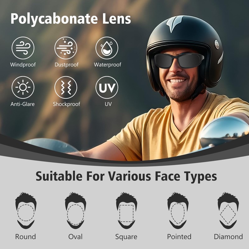 Jeemeele Motorcycle Riding Glasses Motorcycle Goggles 4PCS Padding Goggles Motorcycle