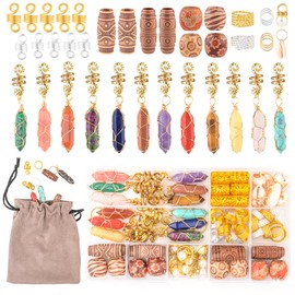 Modpion Hair Jewelry Crystal Dreadlock Accessories,Natura Stone for Hair Braids Charm Coils Rings Hair Cuffs Shells Imitation Hair Decoration