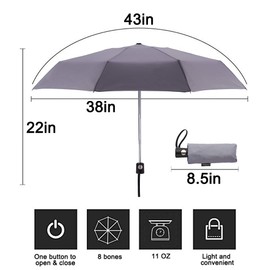 Goothdurs - Paraguas automáticas de viaje a prueba de viento, compacto, apertura y cierre automático, pequeñas y ligeras, plegables para mujeres y hombres