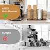 MOJIEZUO 4-Compartment 18oz Coffee Cup Dispenser Rack with Wood Base,