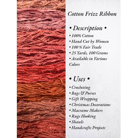Maker's Craft - Hilo de cinta de algodón con bordes deshilachados de 100 gramos, 25 yardas para bricolaje colores clásico, tejer y ganchillo, macramé, joyería y tejer, envoltura de regalos y