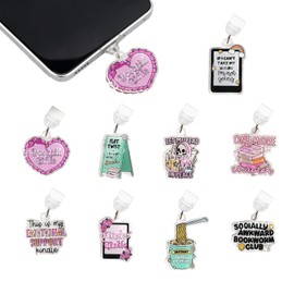 Shimmerz Pack of 9 Funny Dust Plug Pendants with Motif, Type C Connector, Dust Stopper, Book Gift for Readers, Men, Women, Teachers, Students, Accessories