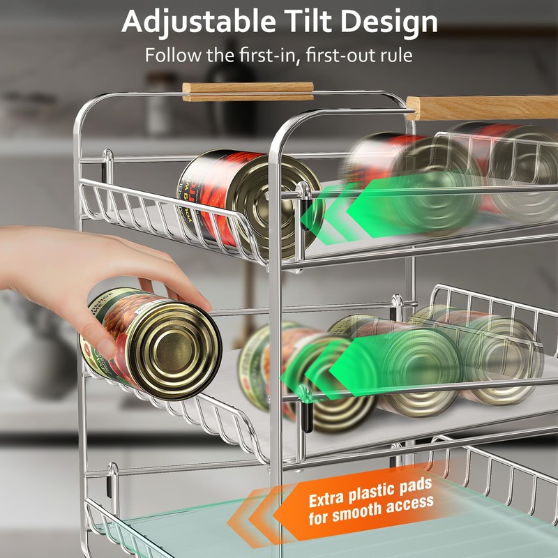 MAXIFFE 3 Tier Can Organizer for Pantry, Space-Saving Adjustable Easy