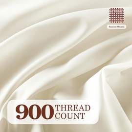 Hyde Lane 900 Thread Count Cotton Rich Full Size Bed Sheets - Soft, Durable Alpha Cotton®, Sateen Weave, Deep Pocket 16 Inches, Ultra-Comfort Bedding Set (Full, Ivory)