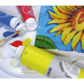 LUKAS CRYL TERZIA Study Quality Acrylic Paint Titanium White, Coelin blue 500 ml