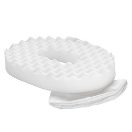 PCP Convoluted Foam Ring, Donut Cushion with Removable Cover, White, (6235)