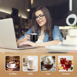 Coffee Warmer, Drink Warmer with Electric Heating Plate, Cup Warmer with Euro Plug for Tea, Coffee, Milk, 4 Hours Automatic Shut-Off, for Office, Home (Black