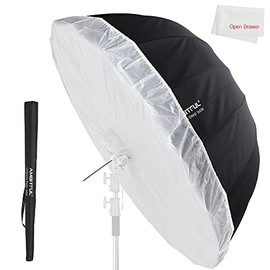 AMBITFUL UB-160W 62in Parabolic Reflective Umbrella,Black White Reflective Umbrella Studio Light Umbrella with Diffuser Cover Cloth(160W)