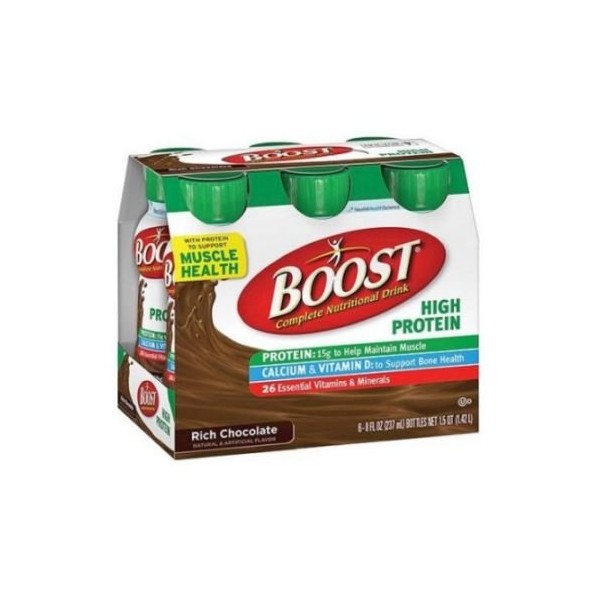 Boost Rich Chocolate High Protein Drink, 8 Fluid Ounce - 6 per pack -- 4 packs per case.
