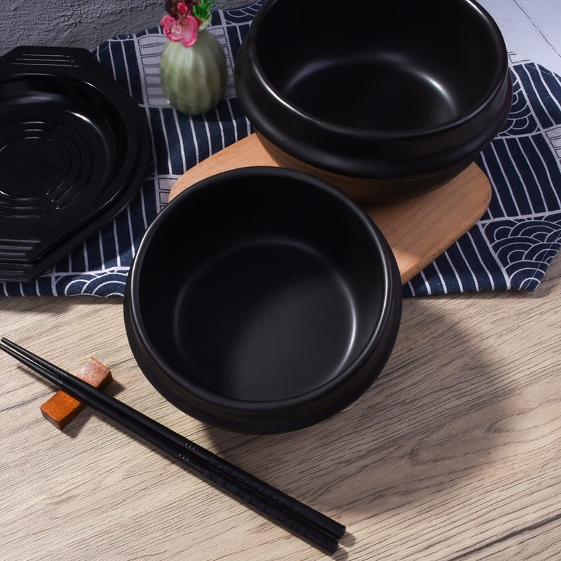 Swlthwen Korean Stone Bowl with Tray, Premium Ceramic Hot Pot
