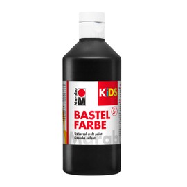 Marabu 03040075073 - Kids Craft Paint Black 500 ml, Colour for Children from 3 Years for Crafts and Painting, Paraben-Free, Vegan, Good Coverage, Quick Drying on Paper, Wood, Stone, Washable