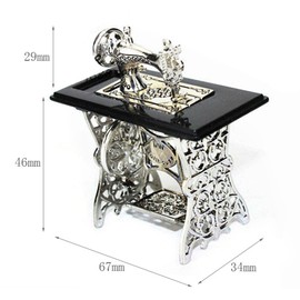 1/12 Scale Vintage Miniature Sewing Machine for Doll House Decorationv